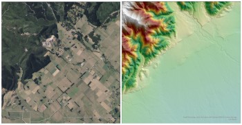 Comparing a satellite image of the Wairarapa with a LiDAR image. 
